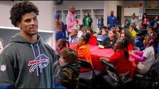 Thankful Buffalo Bills wide receiver Keon Coleman surprises kids with winter coat giveaway [upl. by Nnylacissej]