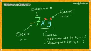 Algebraiconet  Elementos de un Término Algebraico [upl. by Xylia]