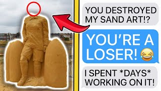 rEntitledParents  ENTITLED PARENT DESTROYS AMAZING SAND ART [upl. by Odnumyer]