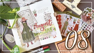 AUGUST 2024 PLAN WITH ME  Warm and summery gardening bullet journal theme [upl. by Bartlett]