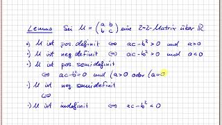 Analysis Diffbarkeit im Rn Definitheit bei 2x2Matrizen 1654 [upl. by Nyledam955]