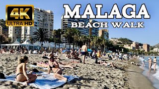 MALAGA Spain hot summer in La Malagueta Beach  Costa Del Sol Andalusia 4k [upl. by Yahsel]