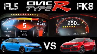 Civic Type R FL5 2023 vs Honda Civic Type R FK8 2021 acceleration battle 0250 [upl. by Pippas342]