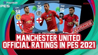 PES 2021 MANCHESTER UNITED OFFICIAL RATINGS  FT GREENWOODBRUNO RASHFORD [upl. by Tiffi]