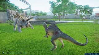 Carcharodontosaurus VS Indominus Rex Who Will Win  Jurassic World Evolution 2  TREX vs GODZILLA [upl. by Naitsirt]