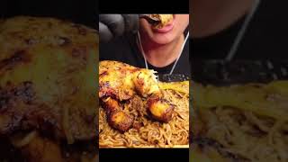 SOYA SOSLU MAKARNA 🍝 KIZARMIŞ TAVUK MUKBANG ASMR asmr viralvideo soya soslumakarna food [upl. by Moreland975]