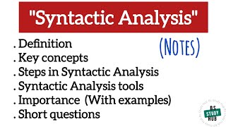 Linguistics Syntactic Analysis Notes [upl. by Euqirat]