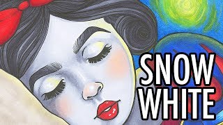 DRAWING SNOW WHITE WITH COPIC MARKERS  YouTube Artists Collective  Grimms Fairytales Theme [upl. by Eladnek]