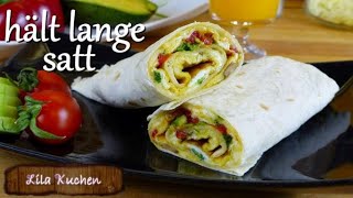 So bleibst du lange satt Frühstücks Wrap  Omelette Sandwich selber machen  Tortilla Eier Rezept [upl. by Aurita459]