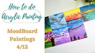 MoodBoard Aesthetic Painting  Mini Canvas Painting  Easy Acrylic Painting [upl. by Resarf582]