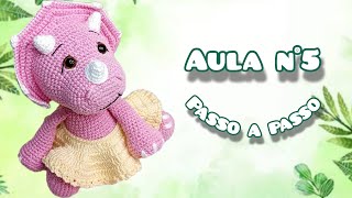 APRENDA A FAZER UM DINOSSAURO DE CROCHE EM AMIGURUMI PASSO A PASSO Cabeça [upl. by Akeret993]