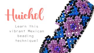 Huichol Beading  Flat Huichol Ribbon Beading Tutorial [upl. by Ilellan]