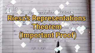 Rieszs Representation TheoremComplete concept and Proof In Hindi [upl. by Aizirtap]