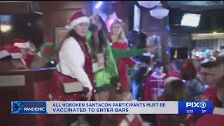 Hoboken SantaCon carries on despite COVID spread in NYC [upl. by Ainivad]