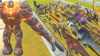 DINOSAURS RUN AWAY FROM LAVA GOLEM VS BEAST  ARBS GAME  Animal Revolt Battle Simulator [upl. by Serrell]