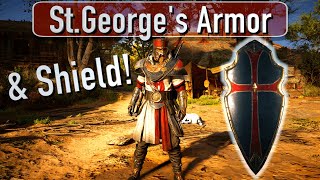 StGeorges ARMOR SET and SHIELD  Howto and Stats  Assassins Creed Valhalla [upl. by Ripleigh982]