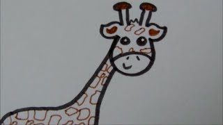 Cartoon giraffe How to draw 23 [upl. by Opal]