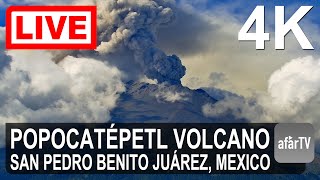 🔴 Live Now 247 Erupting Popocatépetl Volcano from San Pedro Benito Juárez Mexico in 4K Ultra HD [upl. by Thorner]