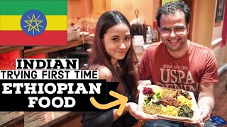 Indian Trying Ethiopian Food First Time in Washington DC  Travofoodie [upl. by Eimrots]