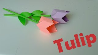 How to make paper Tulip origami  Golpari [upl. by Sillek]