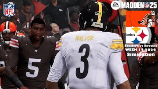 Madden 25 Pittsburgh Steelers vs Cleveland Browns Week 12 Sim 2024 Full 15 Minute Quarters Game Play [upl. by Aggappe]