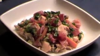 Recette  Blanquette de saumon au jambon de Parme et basilic par Bridélice [upl. by Evvy112]