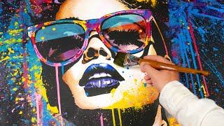 Fused Pop Art and Street Art Painting 🎨 Create a Stylish Acrylic Piece  Glamour In Chaos [upl. by Atekihc249]