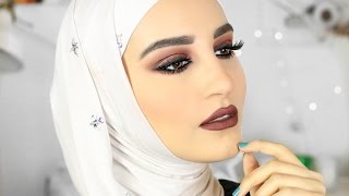 Burgundy Eyeshadow amp Matte Lip Tutorial  ظلال عيون باللون العنابي [upl. by Leuqcar]