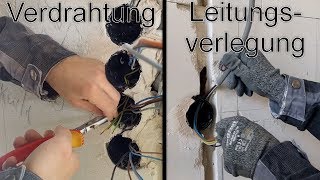 Kabel  Leitungen verlegen und verdrahten  RohbauElektroinstallation Teil 4 [upl. by Devinne]