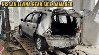 Nissan Livina rear side completely damaged and repaired [upl. by Ainimreh]