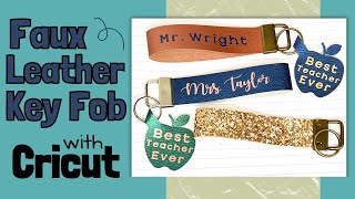 How to make a Personalized Faux Leather Key Fob with Cricut  DIY Wristlet [upl. by Emeline294]