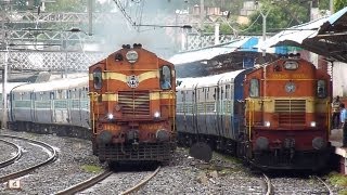 Chennai Express overtakes KarjatPune shuttle at Chinchwad [upl. by Obel]