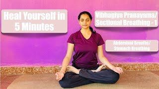 Abdominal breaths 5 minutes Pranayama Yoga for Gut issues Yoga for stressreliefHealing yoga [upl. by Ailey]