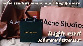 acne studios 2021m jeans apc bag aime leon dore luxury streetwear haul [upl. by Edrei]