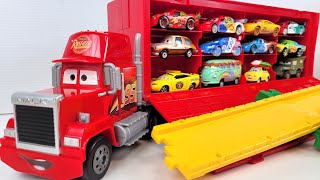 13 Type Disney Cars ☆ Cars miniature car runs down the slope and rides on a Big Mac trailer [upl. by Shelia]