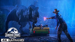 The T rex Escapes the Paddock in 4K HDR  Jurassic Park [upl. by Alikahs]