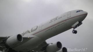 Etihad Airways Airbus A340500 A6EHA takeoff from LHREGLL London  Heathrow RWY 27R [upl. by Janina97]