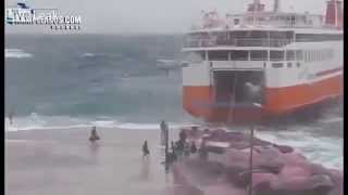 Greek Island Ferry Flawlessly Executes Heavy Seas Med Moor AGAIN [upl. by Enelcaj]