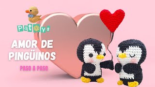 PINGÜINOS ENAMORADOS  TUTORIAL A CROCHET PARA REGALAR EL 14 DE FEBRERO 🎁 ❤️ [upl. by Luebke]