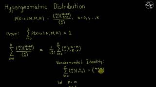 Proof Summation of PMF of Hypergeometric Distribution  1 English [upl. by Dronel120]