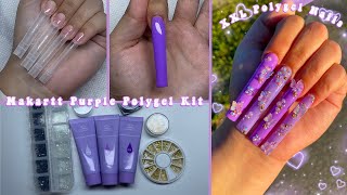 XXL POLYGEL NAILS BUTTERFLY NAIL DESIGN  MAKARTT PURPLE POLYGEL KIT Nail Tutorial [upl. by Munroe]