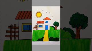 How to draw dreams home 🏡 ✨️ cute home simple drawing easy art step by step artkidsvideo [upl. by Ahsinac588]