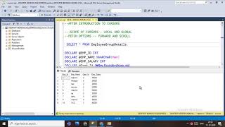 84SCOPE AND FETCH OPTIONS OF THE CURSOR IN SQL  TELUGU [upl. by Ursola253]