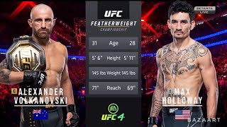 ALEXANDER VOLKANOVSKI VS MAX HOLLOWAY 3 FULL FIGHT UFC 276 [upl. by Ynohtnad]