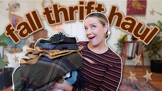 i thrifted my dream fall wardrobe 🍂 MASSIVE tryon thrift haul [upl. by Apul818]