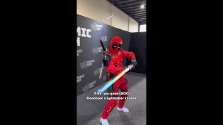 Deadpool with a lightsaber Watch him wield the NEO Sabers Ronin Pro lightsaber [upl. by Lekzehcey]