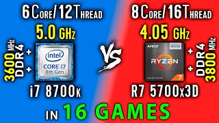 i7 8700k vs Ryzen 7 5700x3D Test in 16 Games or i7 8700K OC vs R7 5800x3D [upl. by Winfield]