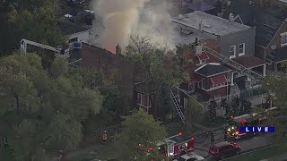 Fire crews battling structure blaze in West Garfield Park [upl. by Ivgnout338]