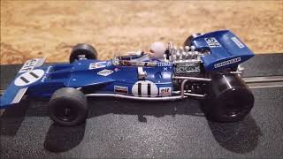 Scalextric 132 analog slot car Tyrrell 003 F1 Jackie Stewart [upl. by Aitnuahs913]