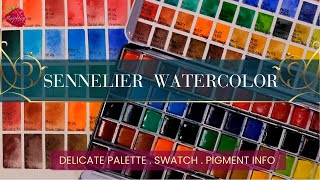 My Delicate Sennelier Watercolor Palette 65 Colors Swatch [upl. by Retsevlis562]